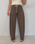 SusyMix - Pantalone no stellina in lino moro