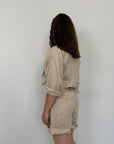 Tensione In - Short in lino zigzag sabbia