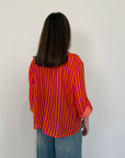 Haveone - Camicia righe fini arancio