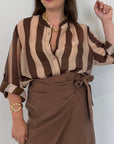 Haveone - Camicia righe larghe moro