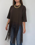 Haveone - Maglia con frange moro