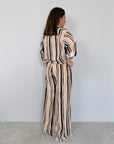 Haveone - Pantalone in viscosa con righe larghe