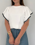 SusyMix - T-shirt bianca con onda nera