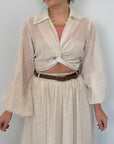 Haveone - Camicia crop con nodo beige