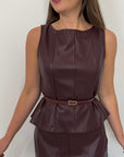 SusyMix - Top godet in similpelle burgundy