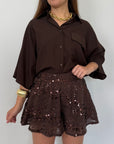 Haveone - Short farfalla in paillettes