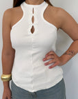 Haveone - Canotta vogatore cutout bianca
