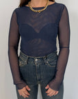 SusyMix - Maglia in tulle blu