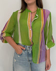 Haveone - Camicia righe asimmetriche verde