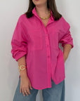 Haveone - Camicia leggera in cotone fuxia