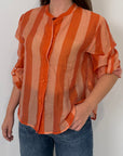 Haveone - Camicia righe larghe arancio