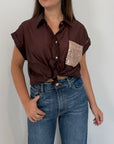 SusyMix - Camicia con tasca paillettes moro