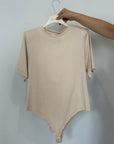 Haveone - T-shirt a body con spalline burro