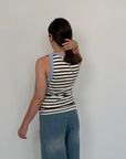 SusyMix - Canotta righe moro contrasto azzurro