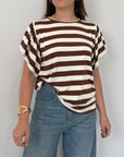 SusyMix - T-shirt con balzine e righe tabacco