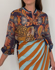 Haveone - Camicia ghepardo blu