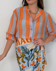 Haveone - Camicia righe larghe arancio/celeste