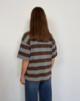 SusyMix - Maglia righe grigia moro con tasca paillettes