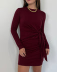 Haveone - Abito corto con fiocco bordeaux