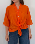 Tensione in - Camicia in mussola di cotone papaya