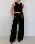 Haveone - Pantalone con cintura catena nero