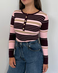Civico23 - Body in maglia a righe vino