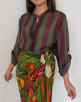 Haveone - Camicia righe larghe verde viola