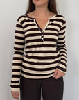 SusyMix - Maglia serafino riga moro