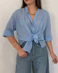 Haveone - Camicia in mussola di cotone celeste