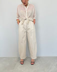 Haveone - Pantalone barrel beige