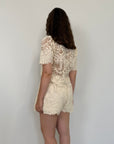 Haveone - Short in pizzo farfalla beige