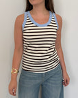 SusyMix - Canotta righe moro contrasto azzurro