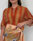 Haveone - Camicia righe larghe arancione/sabbia