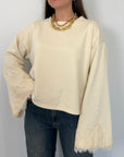 Haveone - Felpa con manica in pizzo burro