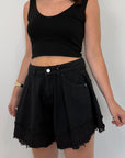 Haveone - Short Ivy farfalla nero con pizzo