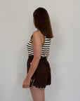 Haveone - Short con ricamo fiori moro