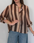Haveone - Camicia righe larghe moro