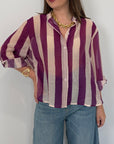 Haveone - Camicia righe larghe viola