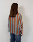 Haveone - Camicia righe larghe celeste tabacco