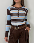Civico23 - Body in maglia a righe celeste