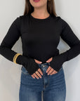 SusyMix - Maglia in lycra foro pollice nera