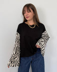 Haveone - Maglia campanella nera zebra