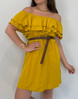 Kontatto - Abito shiffer con balze giallo
