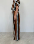 Haveone - Pantalone in viscosa con righe azzurre