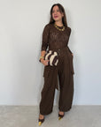 Haveone - Pantalone cargo moro