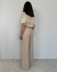 Haveone - Pantalone palazzo con cintura sabbia