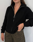 Haveone - Cardigan con zip nero