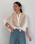 Tensione In - Camicia in seta con ricamo oro