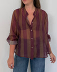 Haveone - Camicia righe larghe viola tabacco
