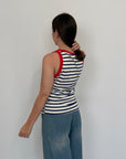 SusyMix - Canotta righe blu contrasto rosso